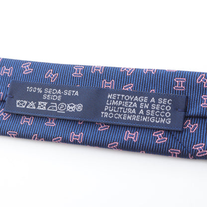 H C'est la Fete ネクタイ シルク ダークネイビー ピンク エルメス 財布・小物 HERMES