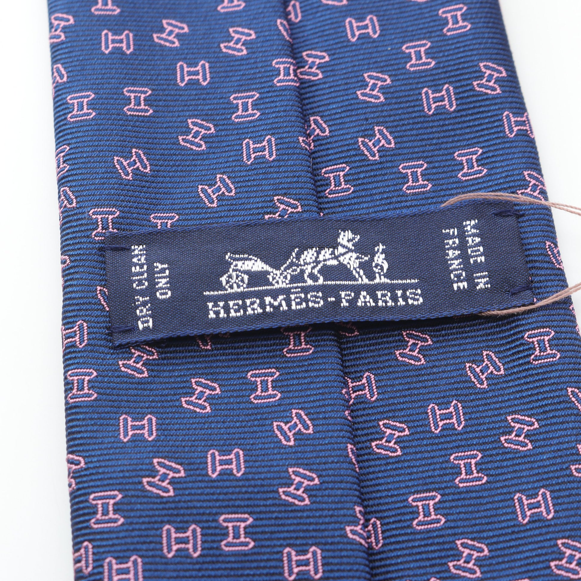 H C'est la Fete ネクタイ シルク ダークネイビー ピンク エルメス 財布・小物 HERMES