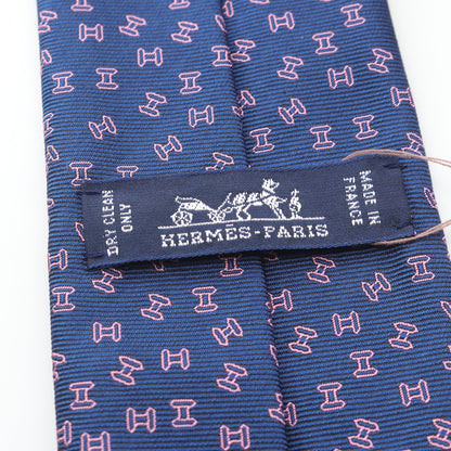 H C'est la Fete ネクタイ シルク ダークネイビー ピンク エルメス 財布・小物 HERMES