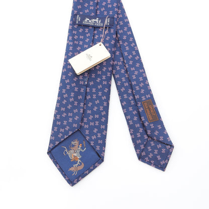 H C'est la Fete ネクタイ シルク ダークネイビー ピンク エルメス 財布・小物 HERMES