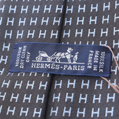 H柄 ネクタイ シルク ダークグレー ブルーグレー エルメス 財布・小物 HERMES
