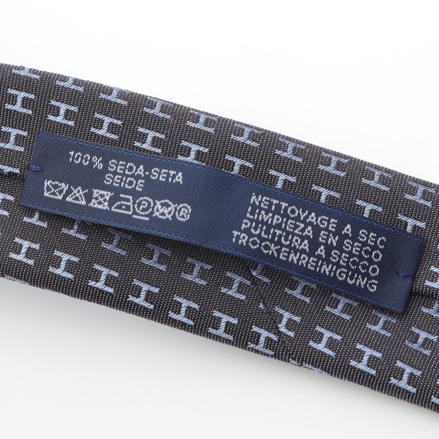 H柄 ネクタイ シルク ダークグレー ブルーグレー エルメス 財布・小物 HERMES