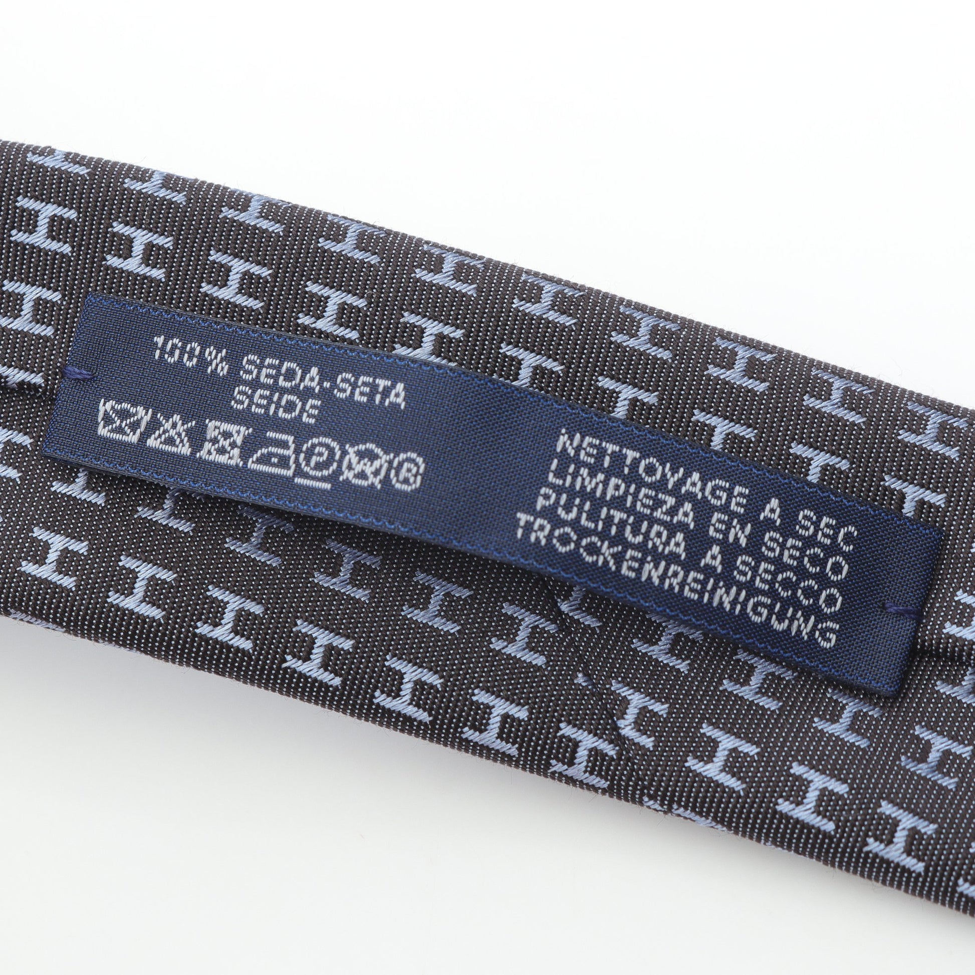 H柄 ネクタイ シルク ダークグレー ブルーグレー エルメス 財布・小物 HERMES