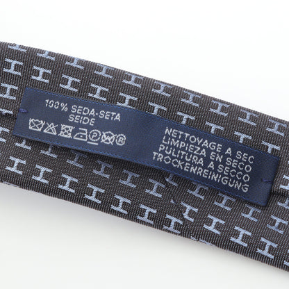 H柄 ネクタイ シルク ダークグレー ブルーグレー エルメス 財布・小物 HERMES