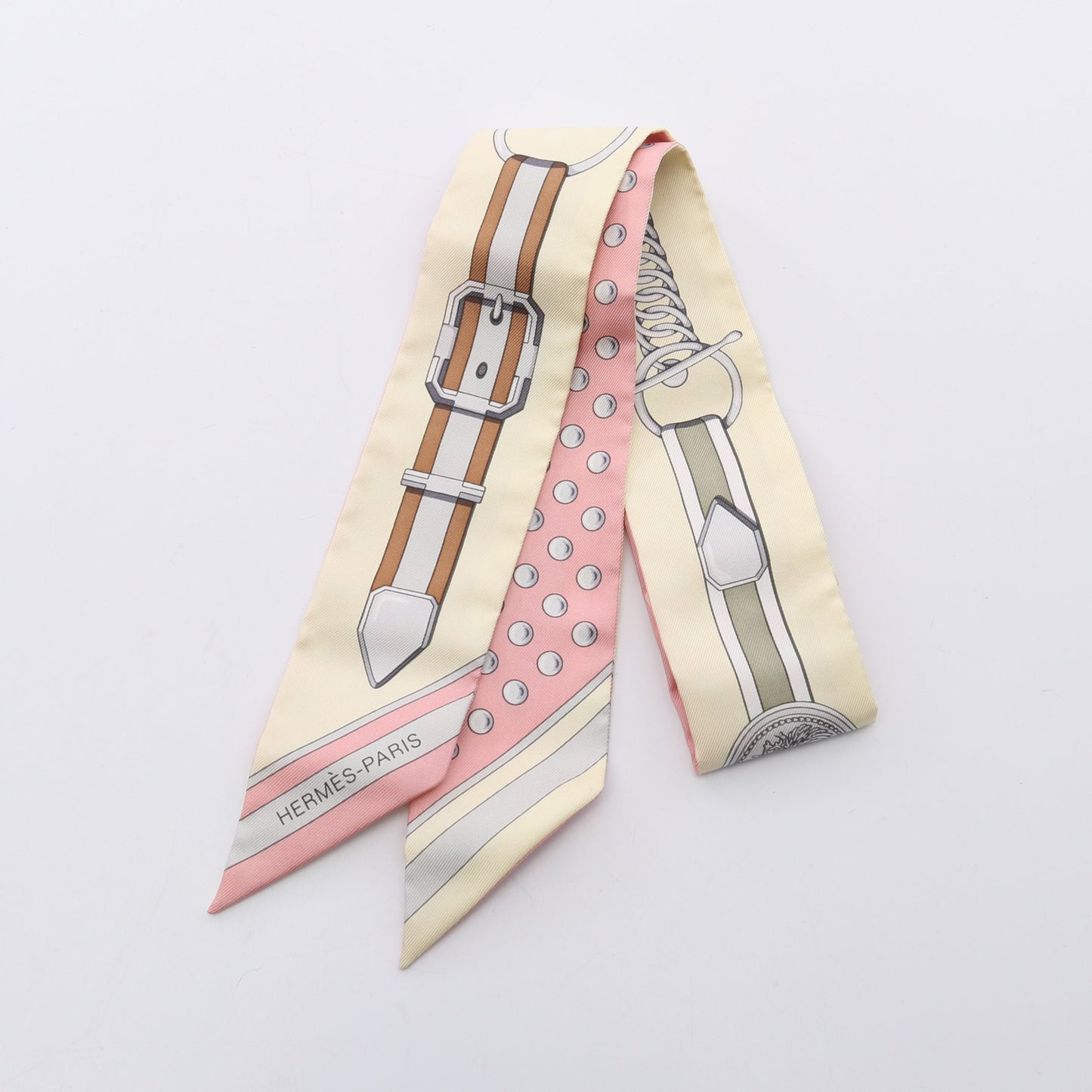 ツイリー GRAND TRALALA リボン スカーフ シルク ライトベージュ  