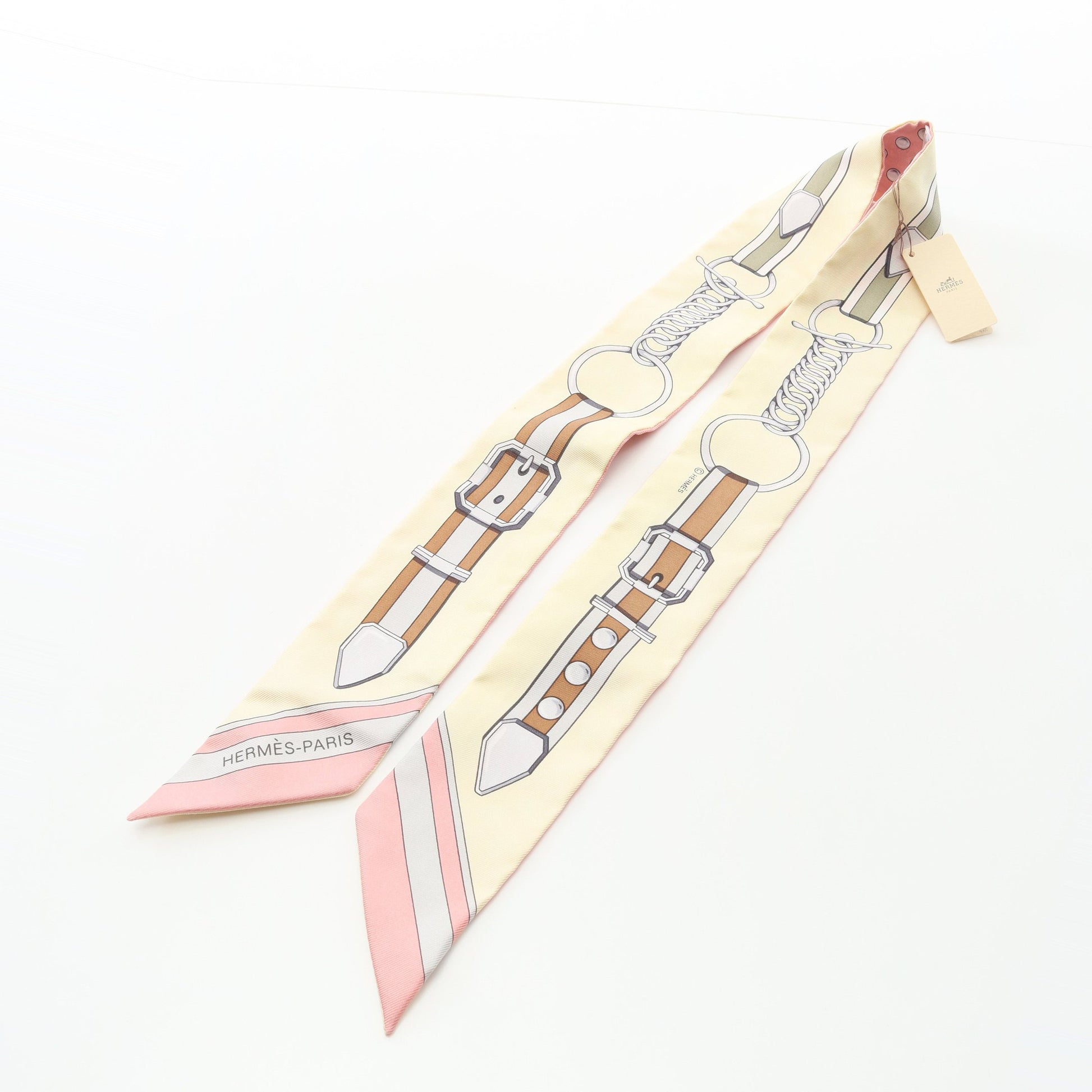 ツイリー GRAND TRALALA リボン スカーフ シルク ライトベージュ マルチカラー エルメス 財布・小物 HERMES