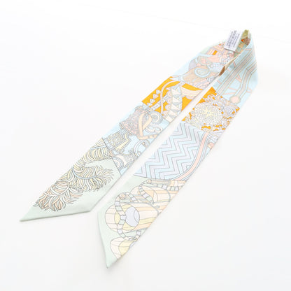 ツイリー De l'Ombrelle aux Duels Vieux リボン スカーフ シルク ライトブルー マルチカラー エルメス 財布・小物 HERMES