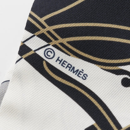 ツイリー EX-LIBRIS リボン スカーフ シルク ホワイト マルチカラー エルメス 財布・小物 HERMES