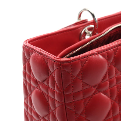 レディディオール ラージ ハンドバッグ レザー レッド 2WAY クリスチャンディオール バッグ Christian Dior