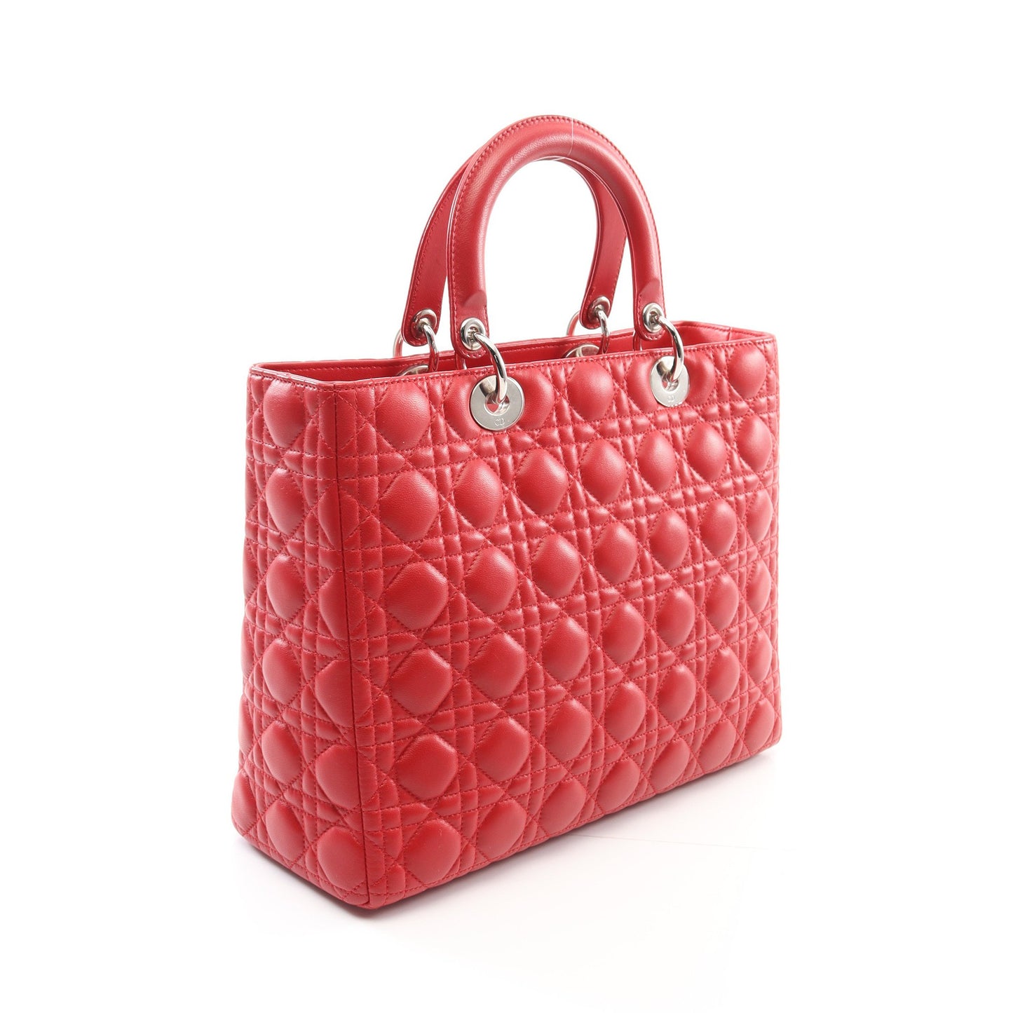 レディディオール ラージ ハンドバッグ レザー レッド 2WAY クリスチャンディオール バッグ Christian Dior