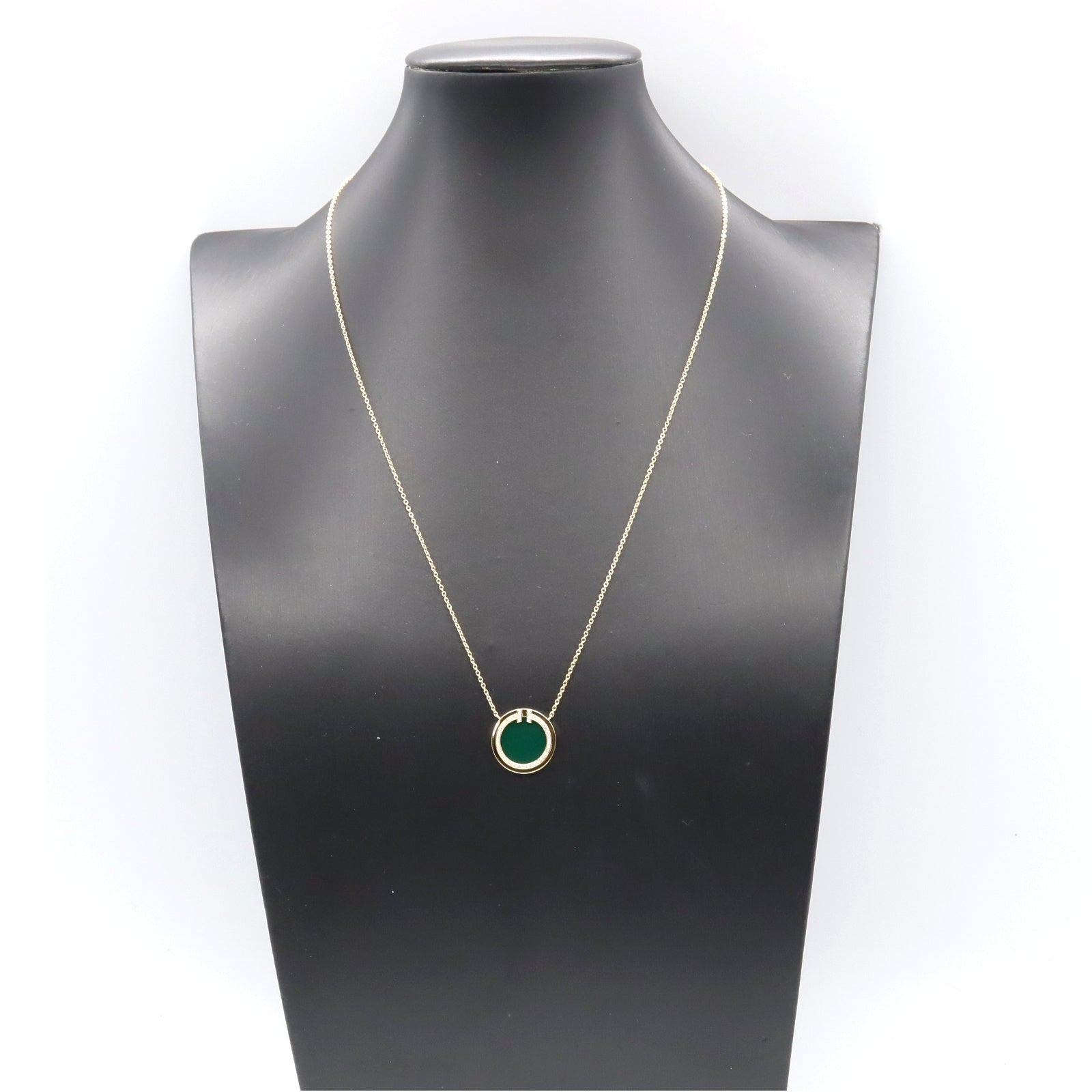 Tサークルネックレス グリーンアゲート ダイヤ ネックレス K18