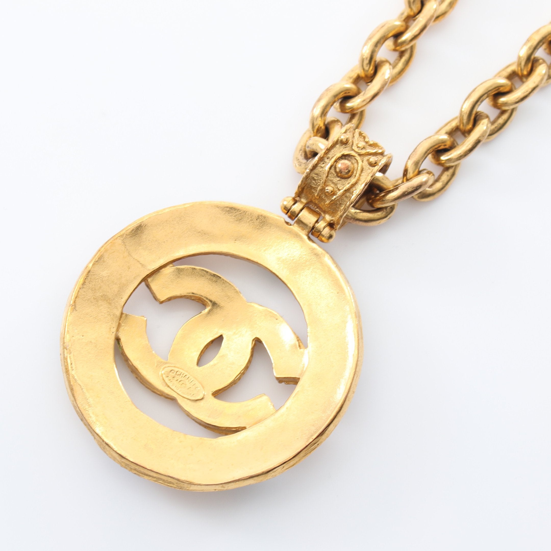 ココマーク ネックレス GP ラインストーン ゴールド グリーン レッド