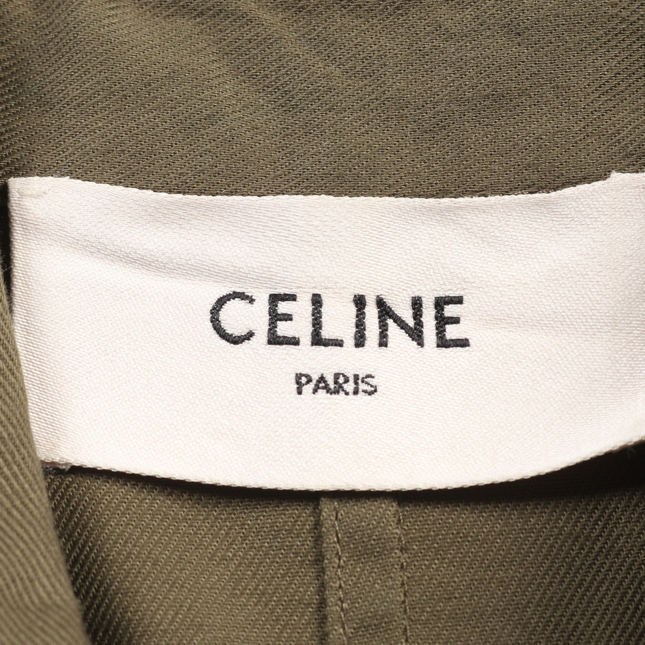 Celine  ミリタリーポケット カーキ ワンピース ミリタリーポケットシャツワンピース トリオンフ ワンピース コットン