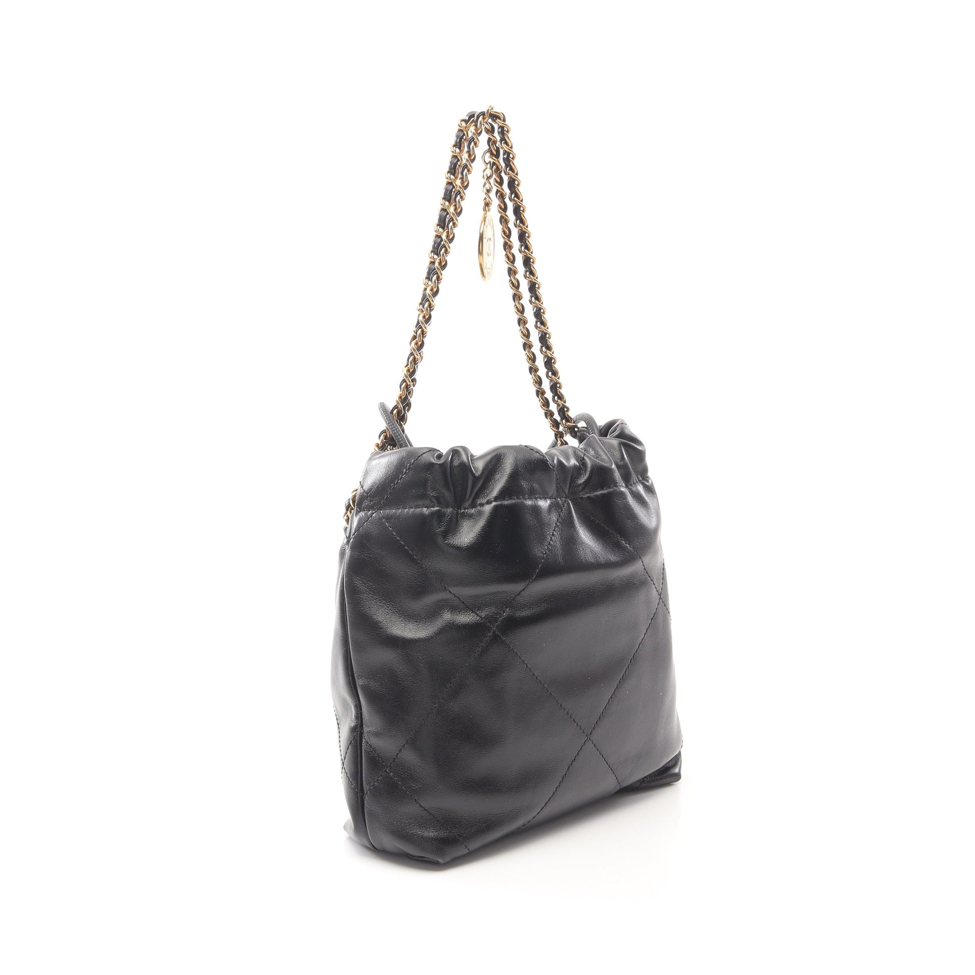 CHANEL 22 ミニ チェーンショルダーバッグ レザー ブラック ゴールド金具 2WAY シャネル バッグ CHANEL
