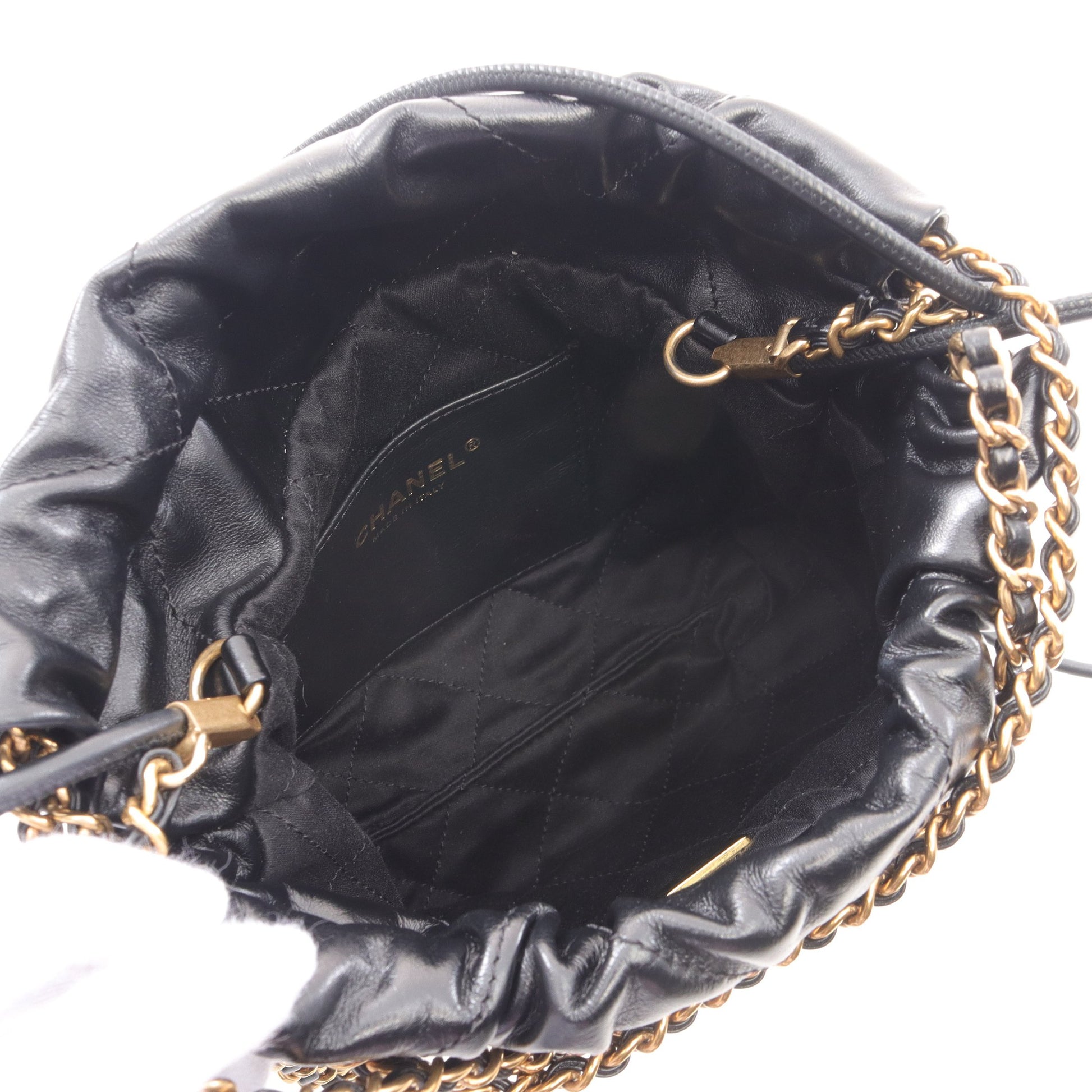 CHANEL 22 ミニ チェーンショルダーバッグ レザー ブラック ゴールド金具 2WAY シャネル バッグ CHANEL