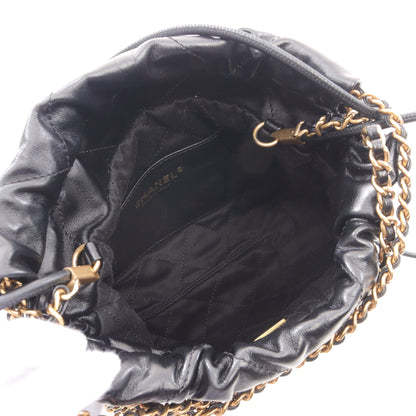 CHANEL 22 ミニ チェーンショルダーバッグ レザー ブラック ゴールド金具 2WAY シャネル バッグ CHANEL