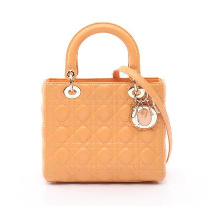 LADY DIOR レディディオール カナージュ ハンドバッグ レザー オレンジイエロー 2WAY クリスチャンディオール バッグ Christian Dior