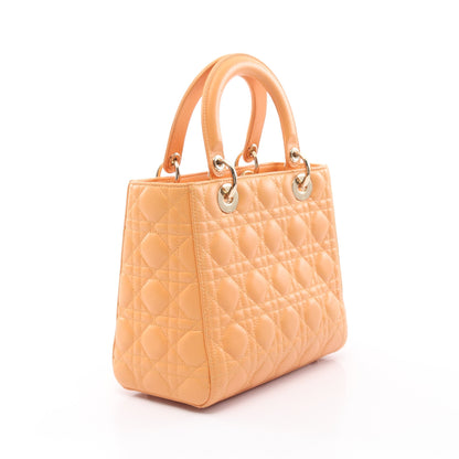 LADY DIOR レディディオール カナージュ ハンドバッグ レザー オレンジイエロー 2WAY クリスチャンディオール バッグ Christian Dior