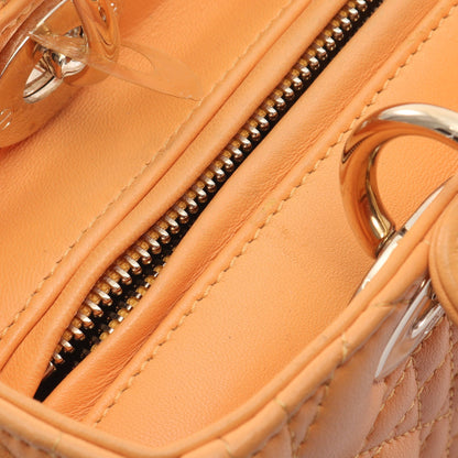 LADY DIOR レディディオール カナージュ ハンドバッグ レザー オレンジイエロー 2WAY クリスチャンディオール バッグ Christian Dior