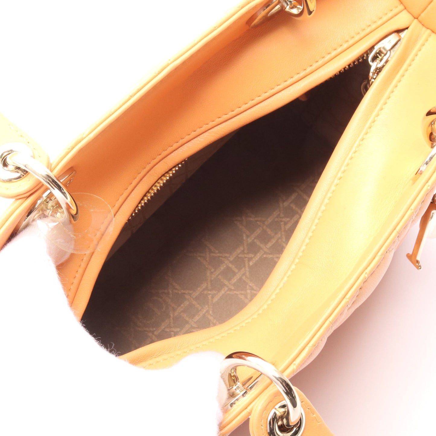 LADY DIOR レディディオール カナージュ ハンドバッグ レザー オレンジイエロー 2WAY クリスチャンディオール バッグ Christian Dior