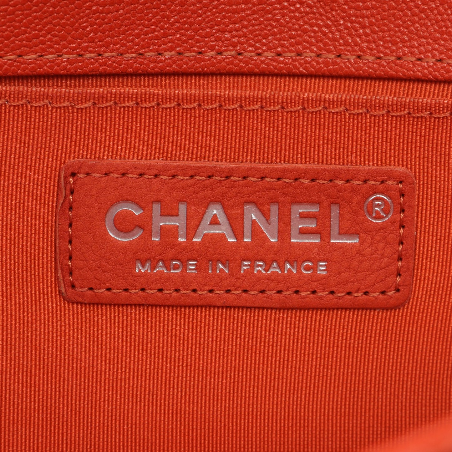 ボーイシャネル スモール チェーンショルダーバッグ キャビアスキン オレンジ アンティークシルバー金具 シャネル バッグ CHANEL