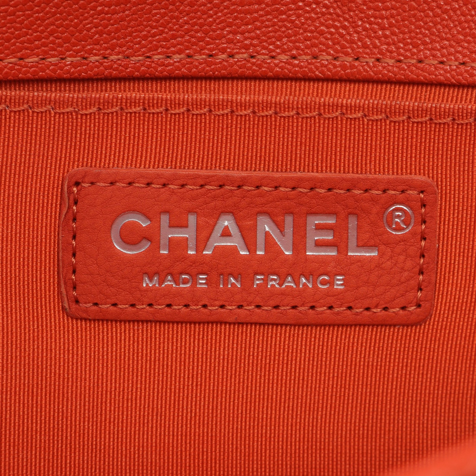 ボーイシャネル スモール チェーンショルダーバッグ キャビアスキン オレンジ アンティークシルバー金具 シャネル バッグ CHANEL