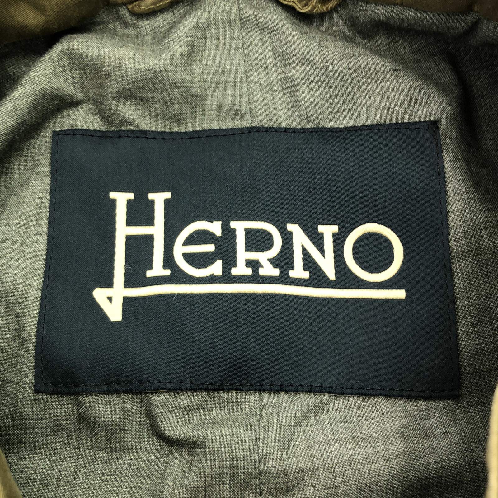 HERNO　ヘルノ　ベルテッドコート　コットンリネン　カーキ　裏地シルク コート コート コットン カーキグリーン ヘルノ – RECLO