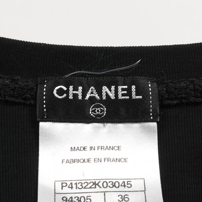 カットソー 裾レース コットン ブラック シャネル トップス CHANEL