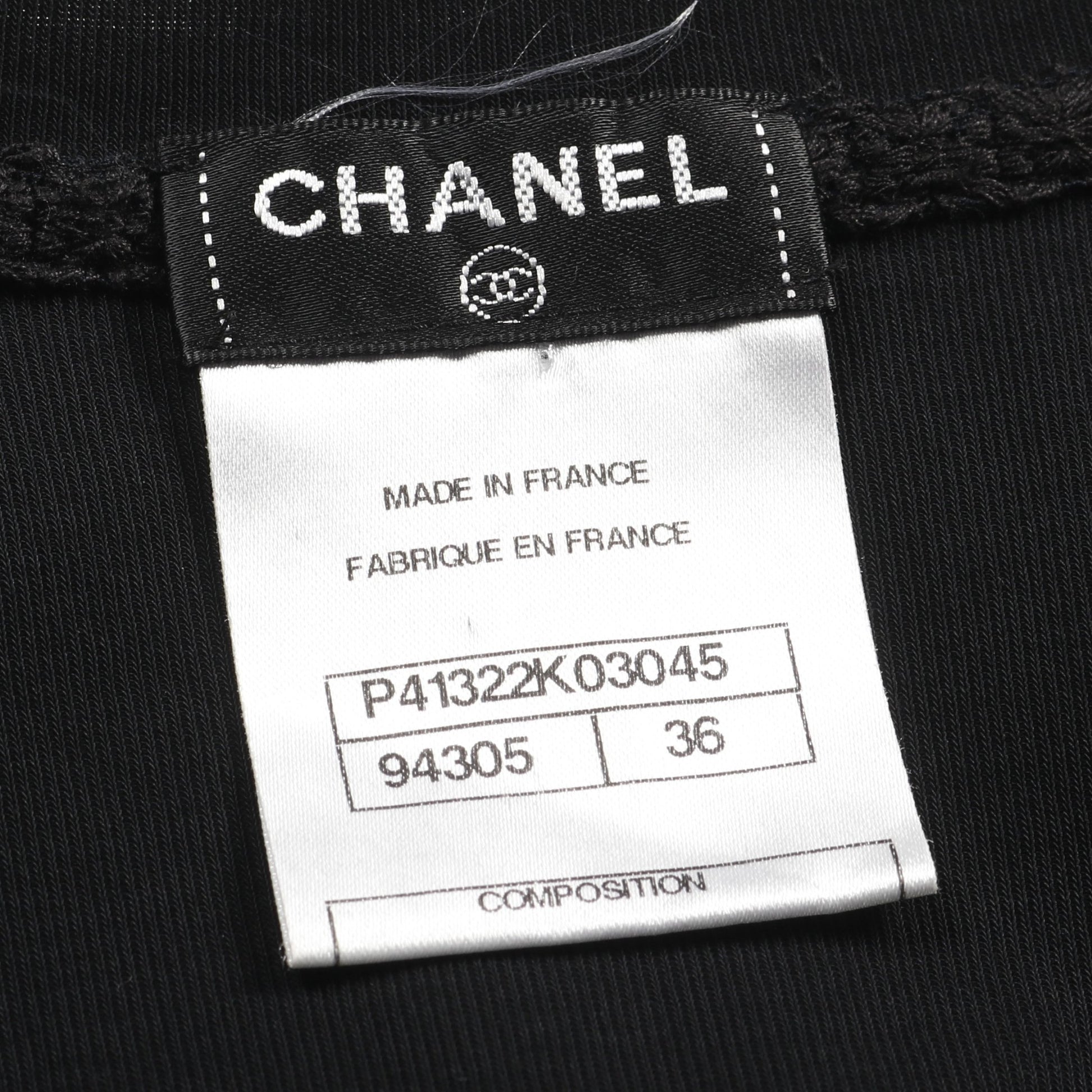 カットソー 裾レース コットン ブラック シャネル トップス CHANEL