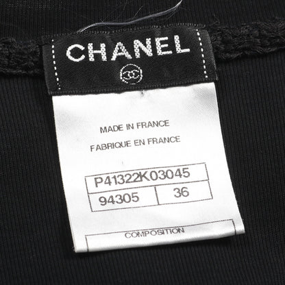 カットソー 裾レース コットン ブラック シャネル トップス CHANEL