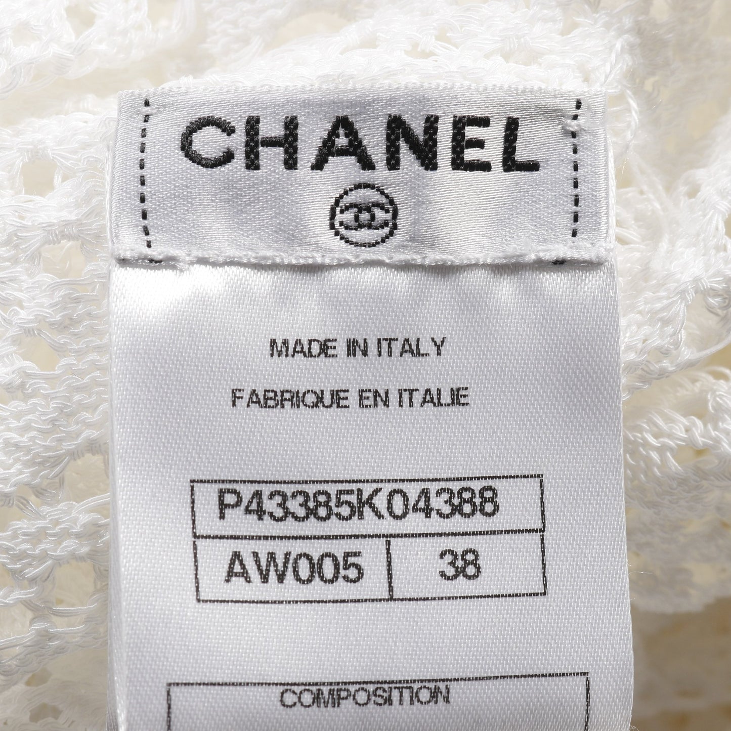 カットソー 総レース アシンメトリー コットン ナイロン ホワイト 12P シャネル トップス CHANEL