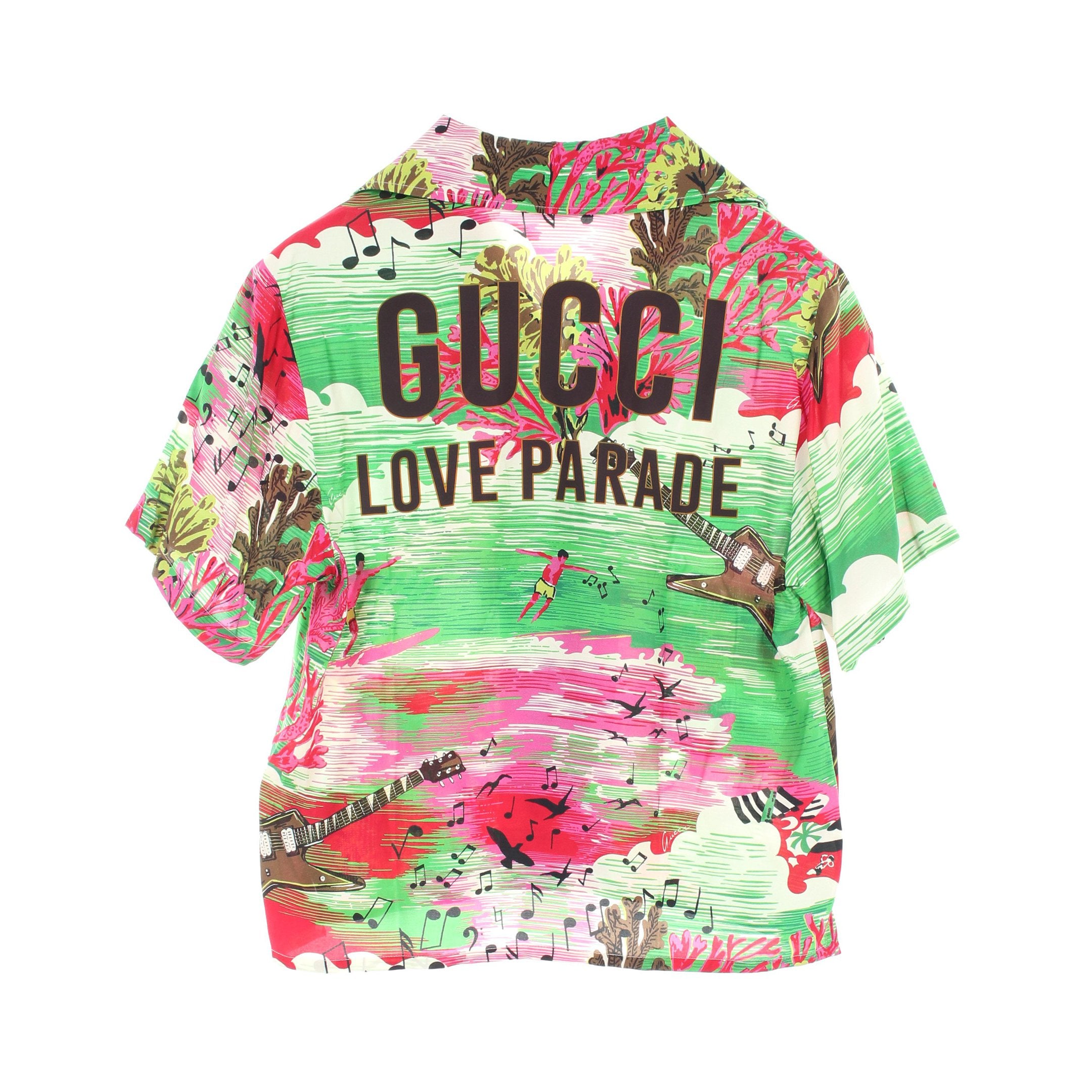 グッチ GUCCI LOVE PARADE 衣料品 トップス レーヨン レディース グリーン系 / マルチカラー 【中古】 LOVE PARADE シャツ レーヨン グリーン マルチカラー グッチ – RECLO