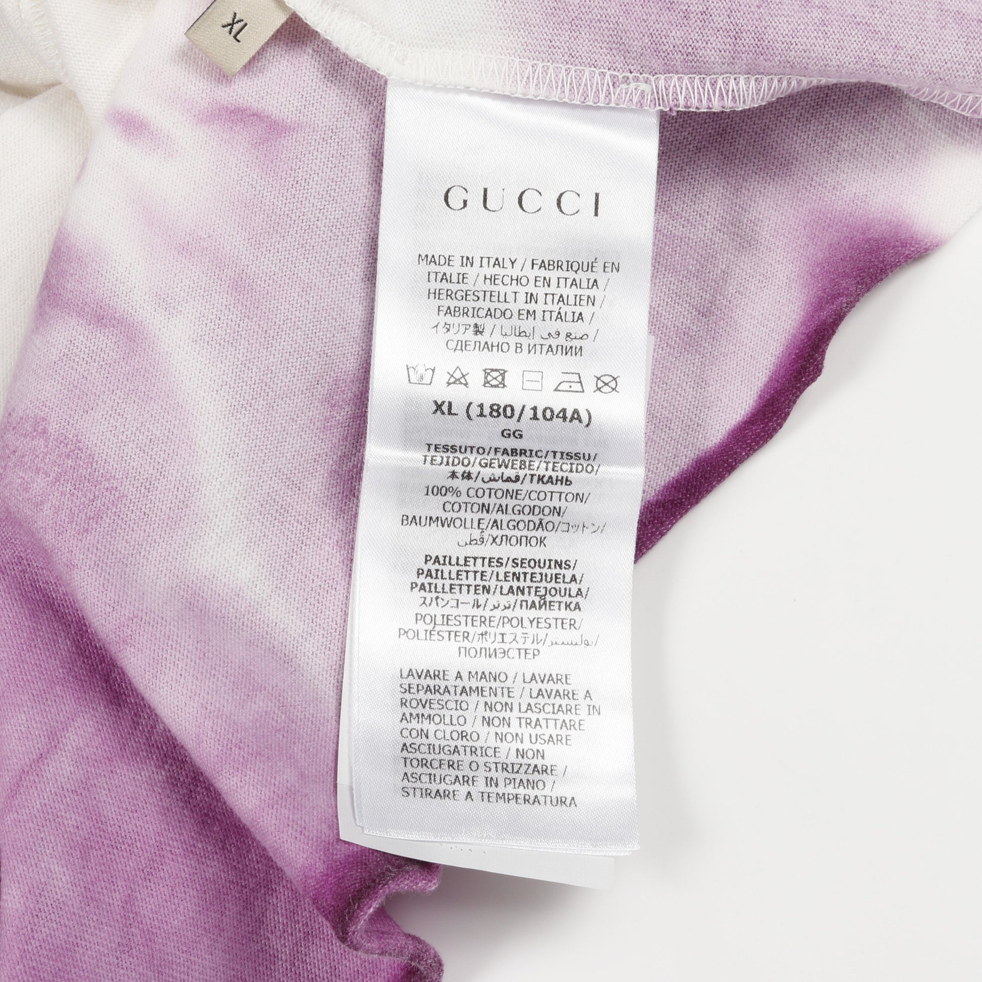 スパンコールロゴ Tシャツ コットン ホワイト パープル カットオフ グッチ トップス GUCCI