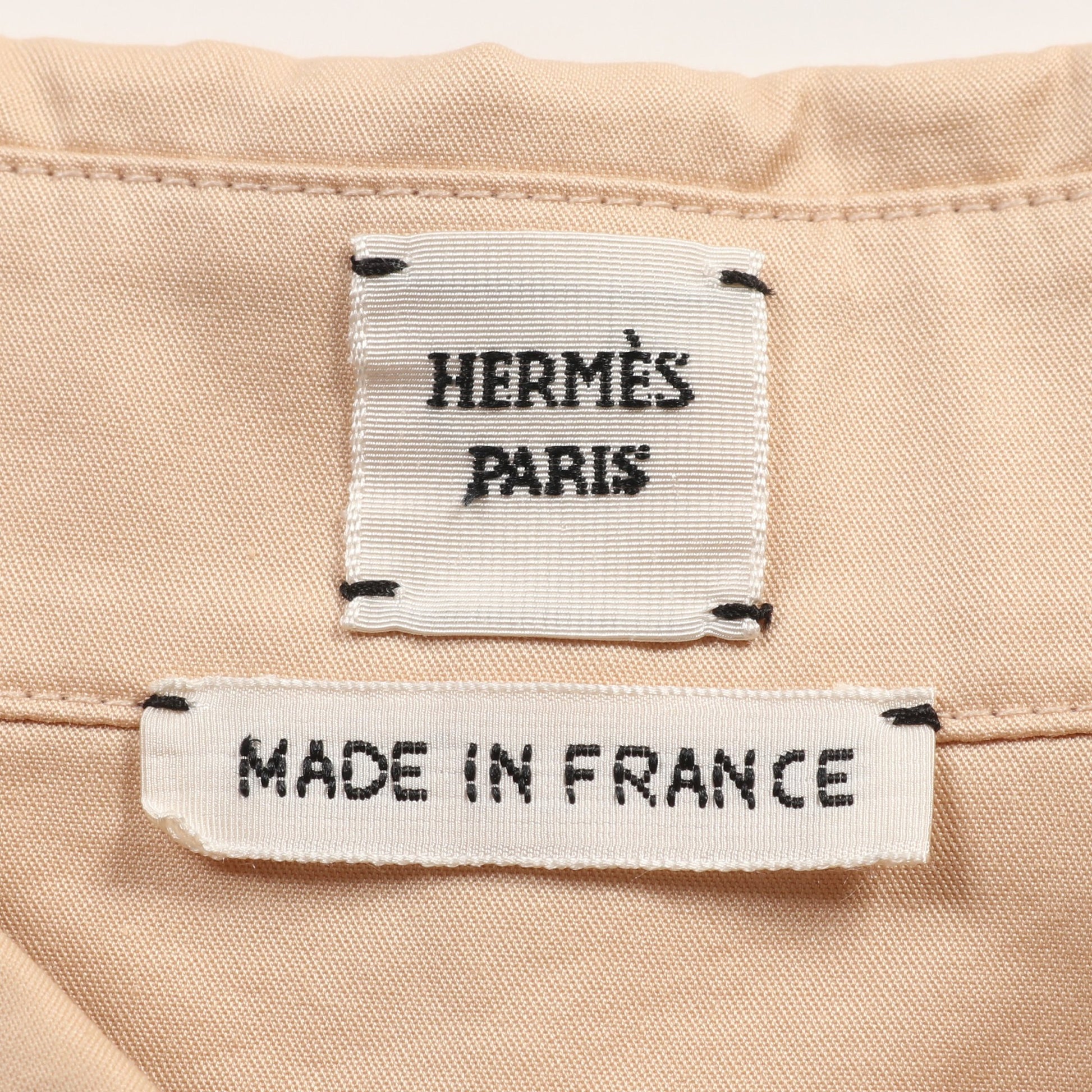 カレーシュ シャツ ロゴ刺繍 コットン ベージュ エルメス トップス HERMES