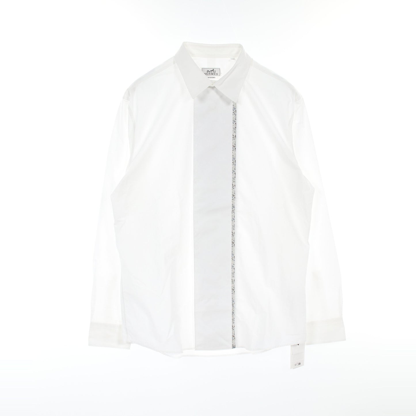 CONTRASTE IMPRIME シャツ コットン ホワイト グレー エルメス トップス HERMES