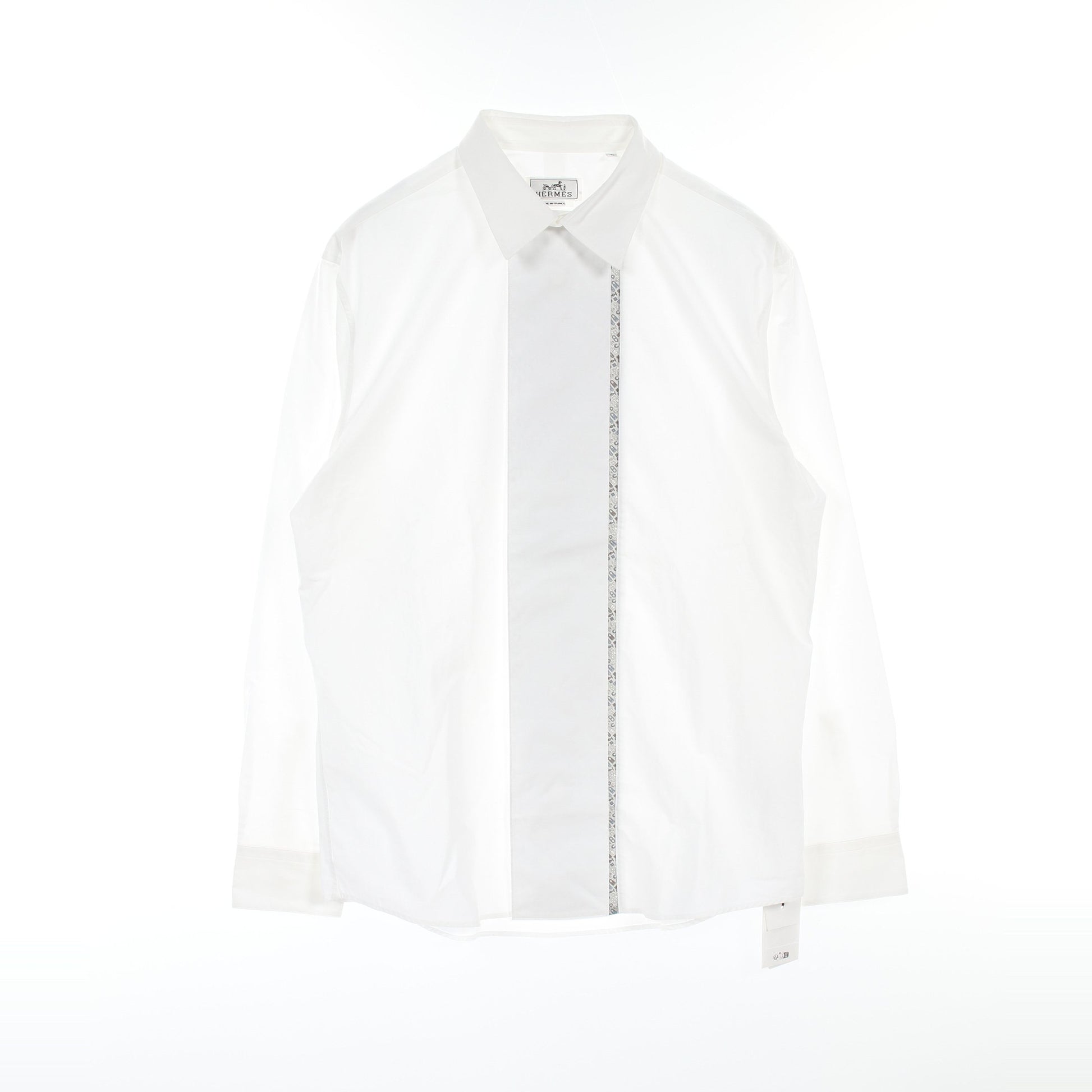 CONTRASTE IMPRIME シャツ コットン ホワイト グレー エルメス トップス HERMES