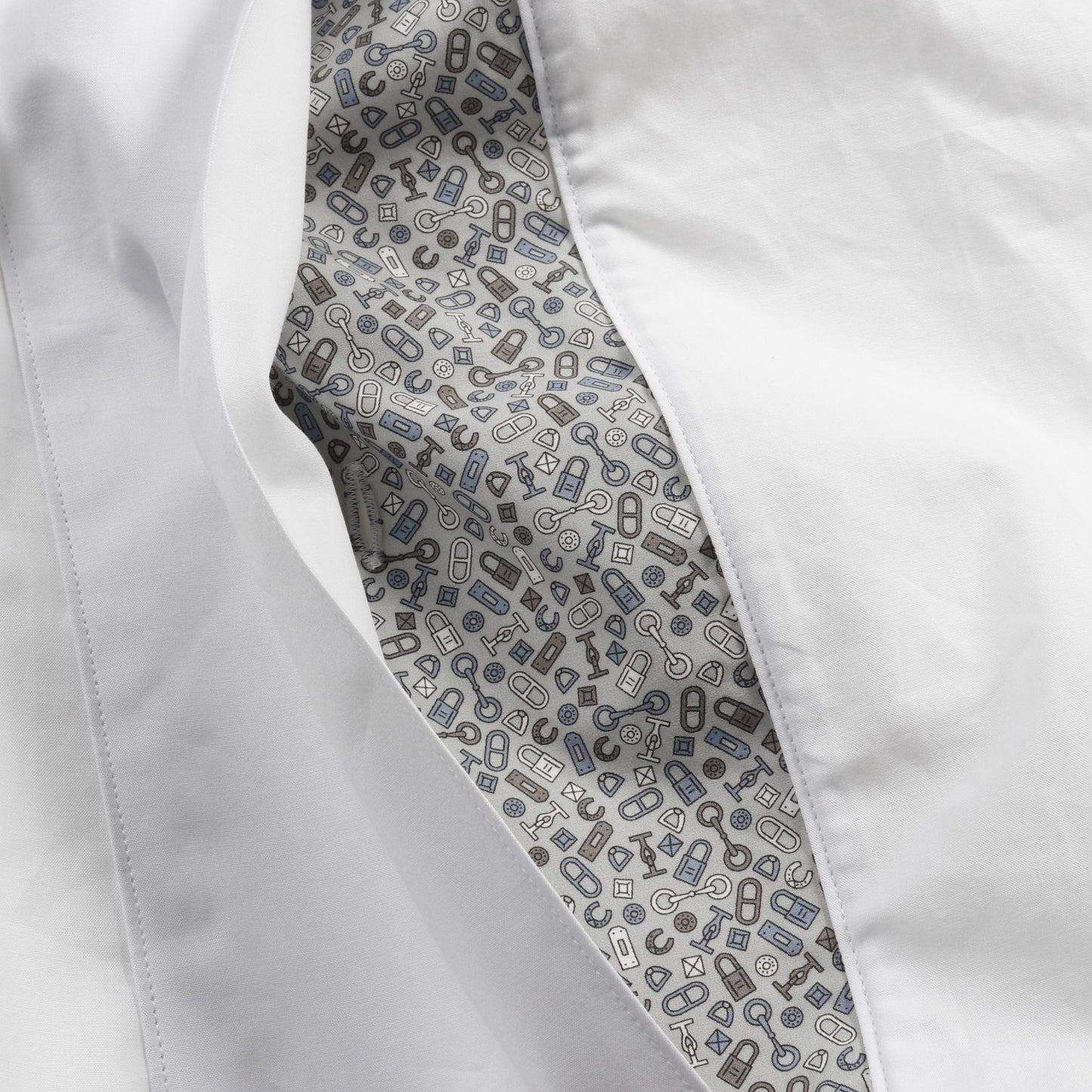 CONTRASTE IMPRIME シャツ コットン ホワイト グレー エルメス トップス HERMES