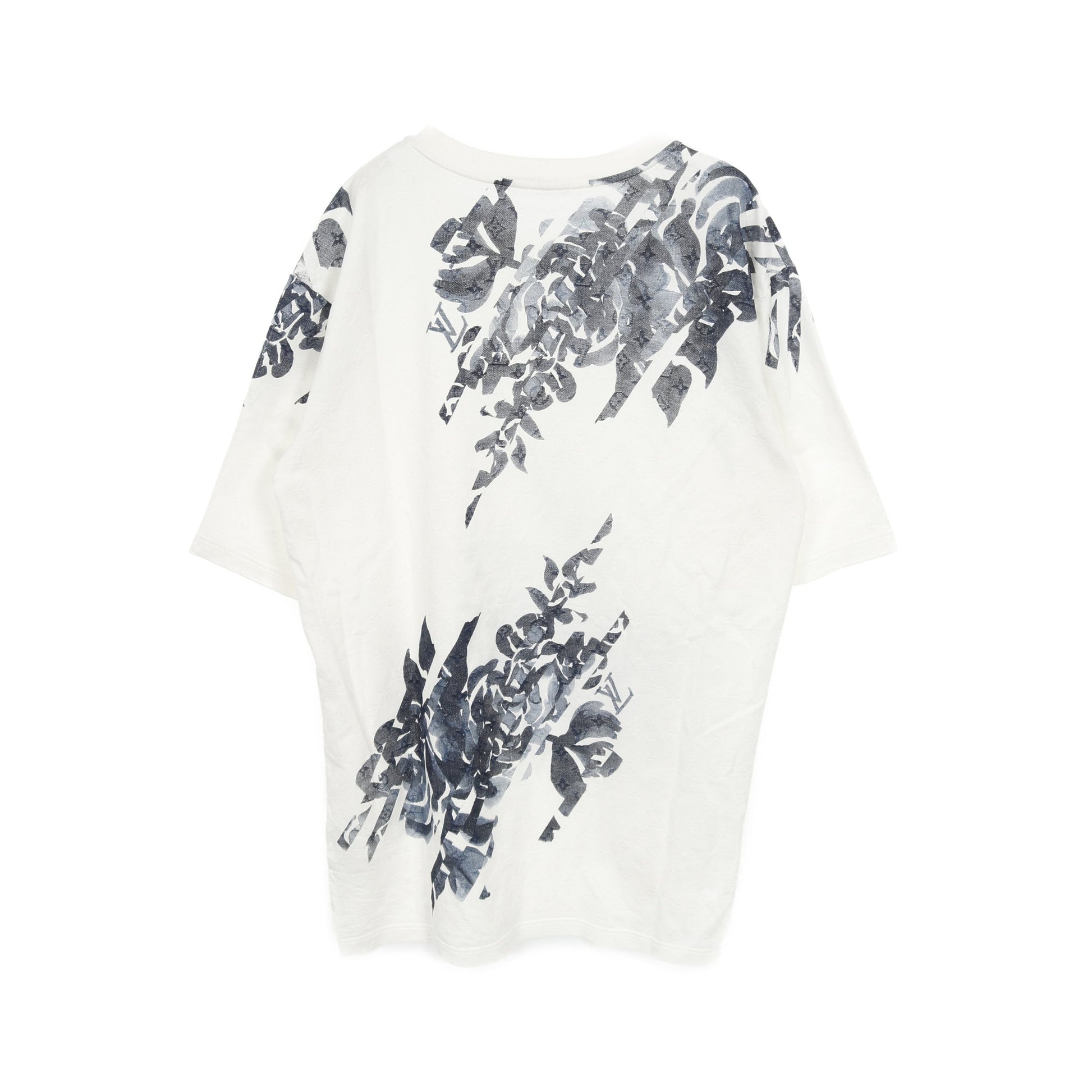 モノグラム Tシャツ ボタニカル柄 コットン ホワイト ネイビー 24SS ルイヴィトン トップス LOUIS VUITTON