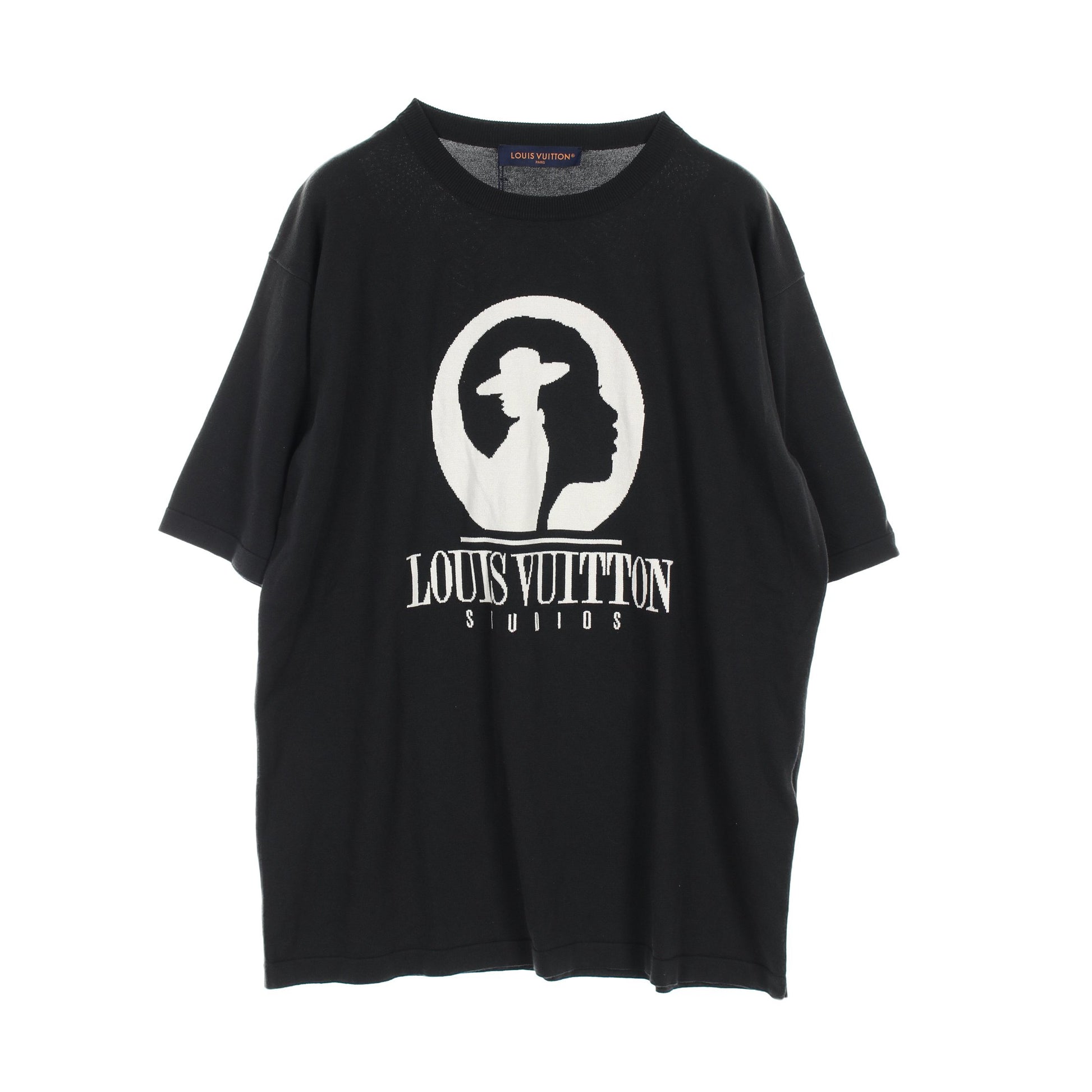 インタルシア Tシャツ クルーネック コットン ブラック ホワイト ルイ 