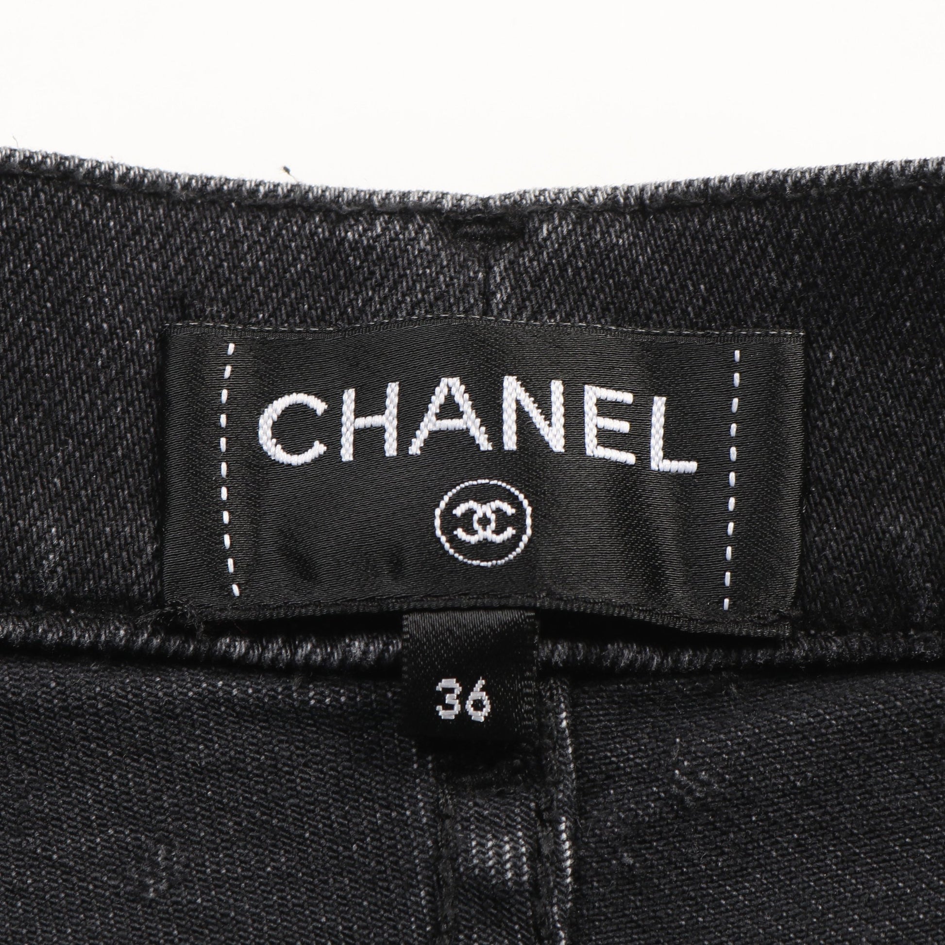 ココマーク ドット デニムパンツ コットン ブラック 裾ファスナー  