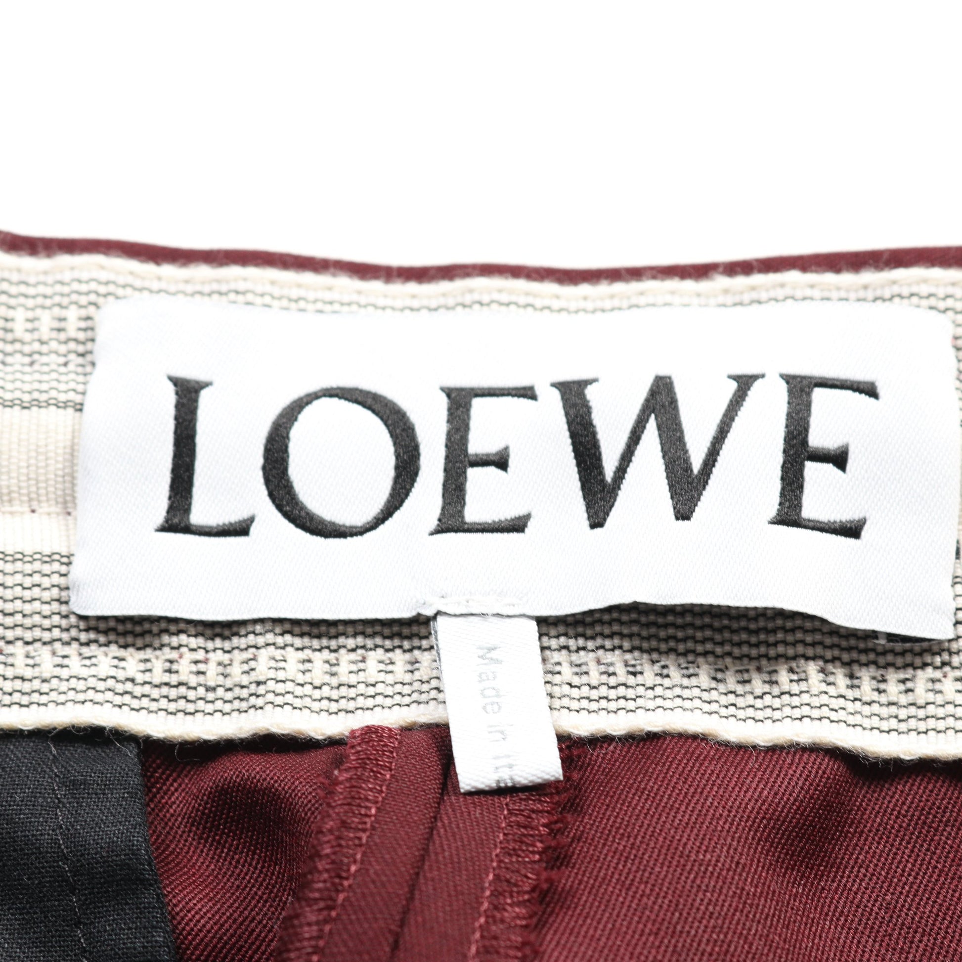 ドローストリング スラックス トラウザーズ ウール ボルドー ブラック ホワイト ロエベ ボトムス LOEWE