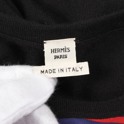 ニットワンピース カシミヤ シルク ブラック レッド ブルー 切替 エルメス ワンピース HERMES