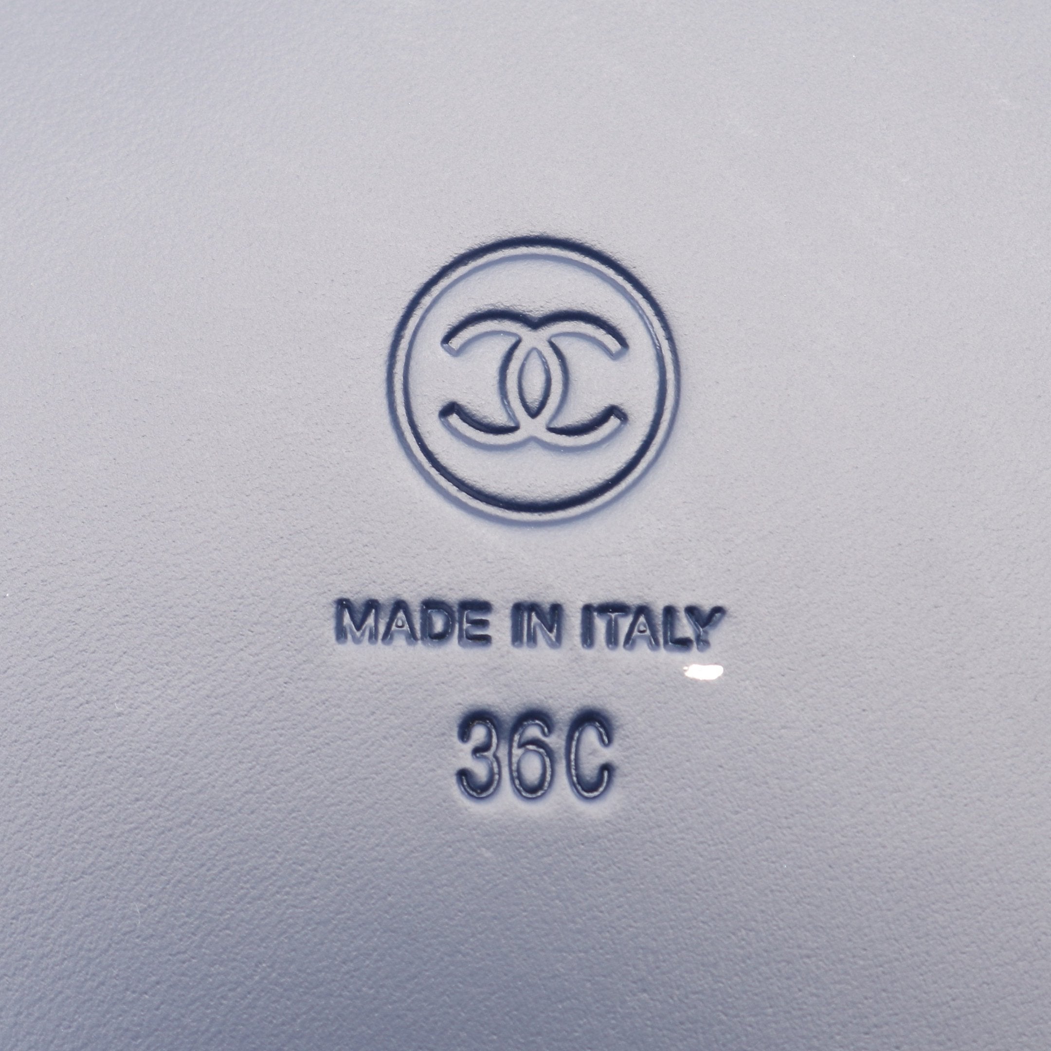 スライドサンダル ロゴ レザー ダークネイビー マルチカラー シャネル