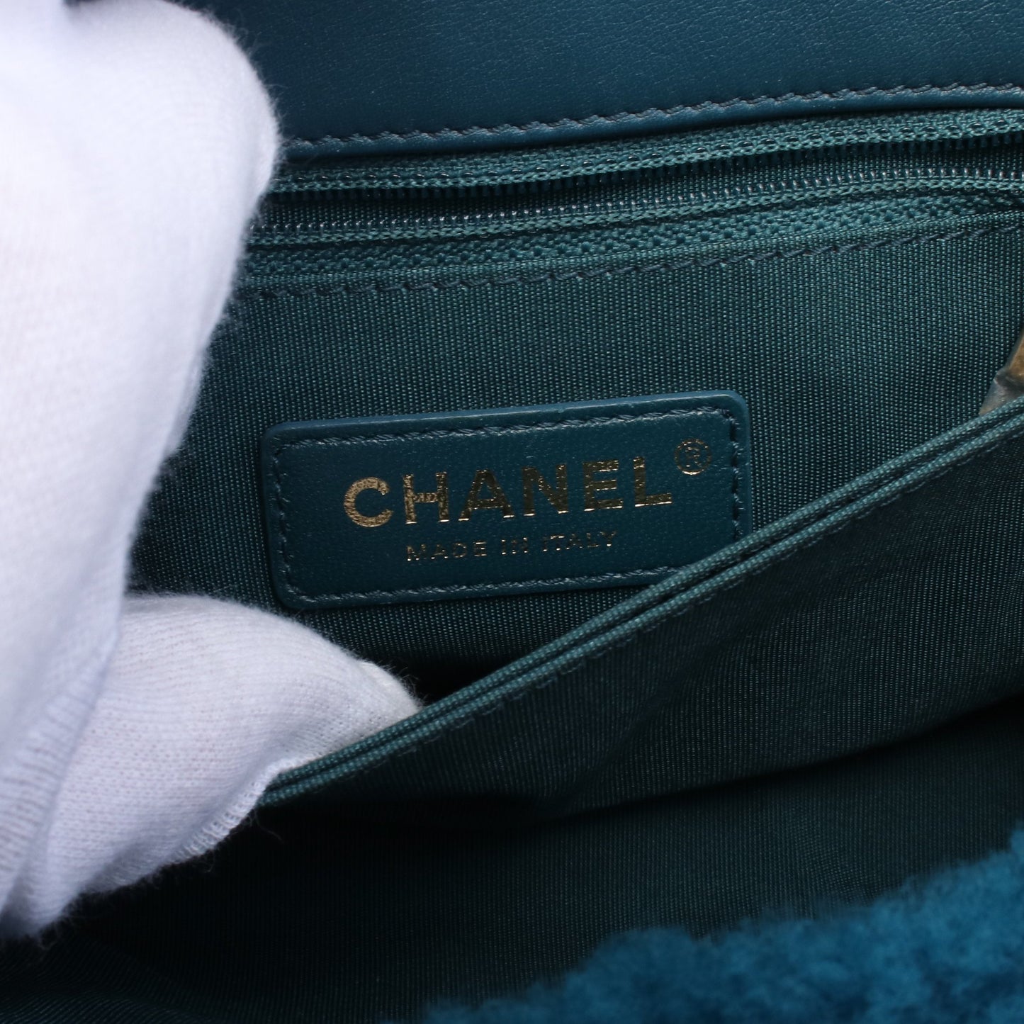 ココハンドル フラップ マトラッセ ハンドバッグ ボア レザー ブルーグリーン ゴールド金具 2WAY シャネル バッグ CHANEL