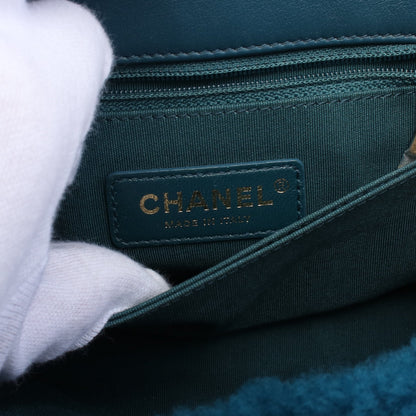 ココハンドル フラップ マトラッセ ハンドバッグ ボア レザー ブルーグリーン ゴールド金具 2WAY シャネル バッグ CHANEL