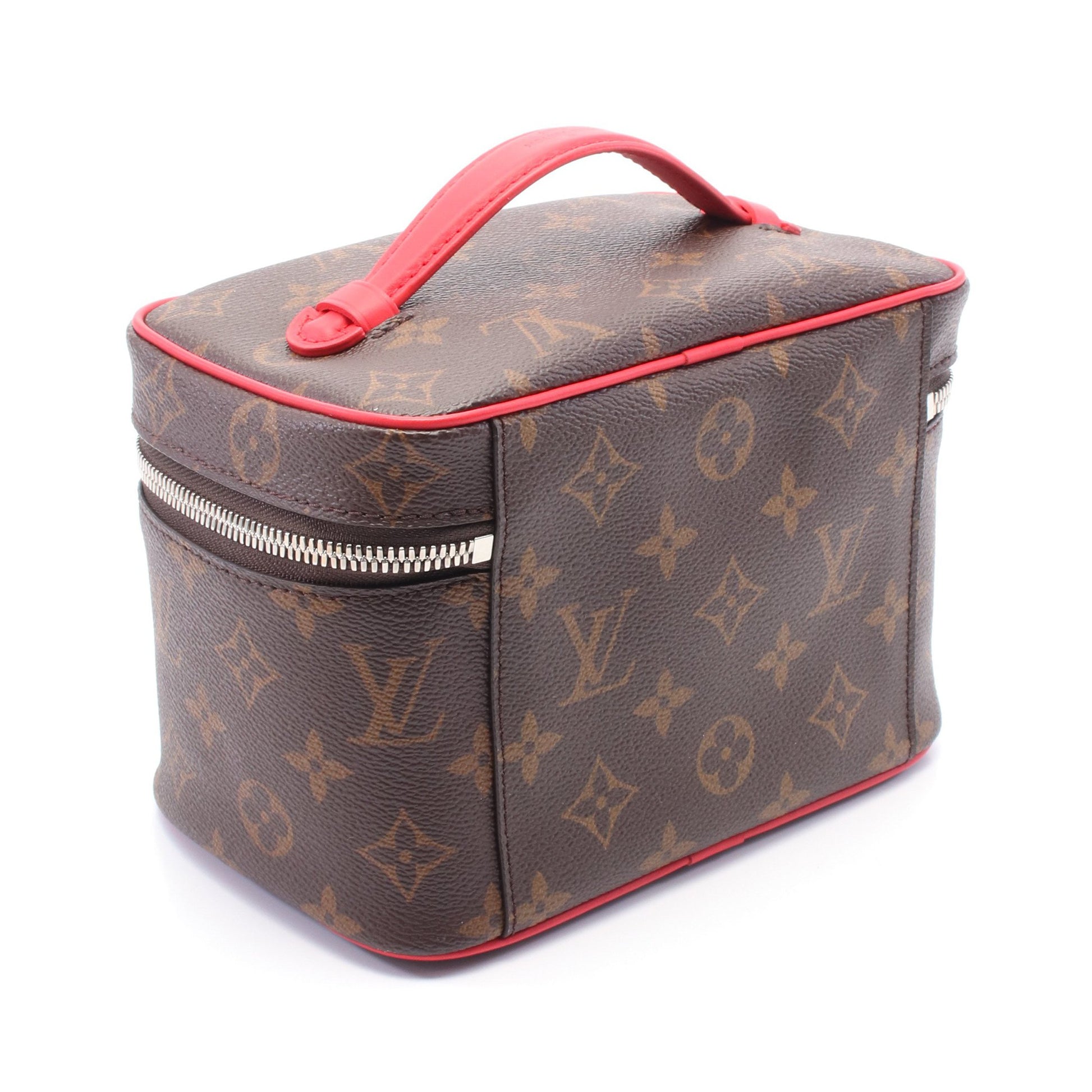 ニース ミニ モノグラムマカサー ハンドバッグ バニティバッグ PVC レザー ブラウン レッド ルイヴィトン バッグ LOUIS VUITTON