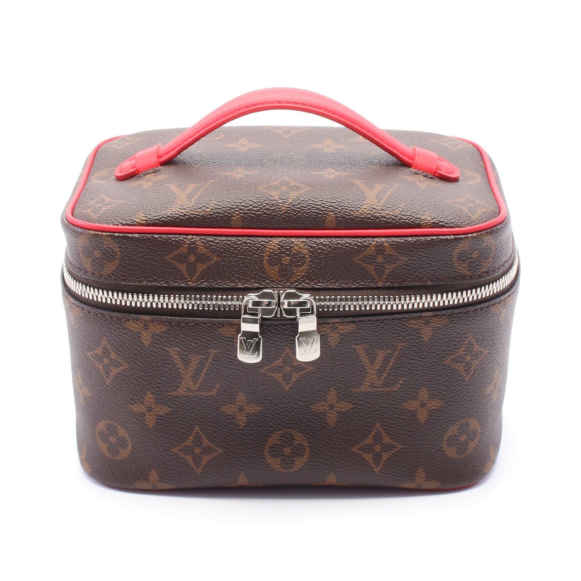 ニース ミニ モノグラムマカサー ハンドバッグ バニティバッグ PVC レザー ブラウン レッド ルイヴィトン バッグ LOUIS VUITTON