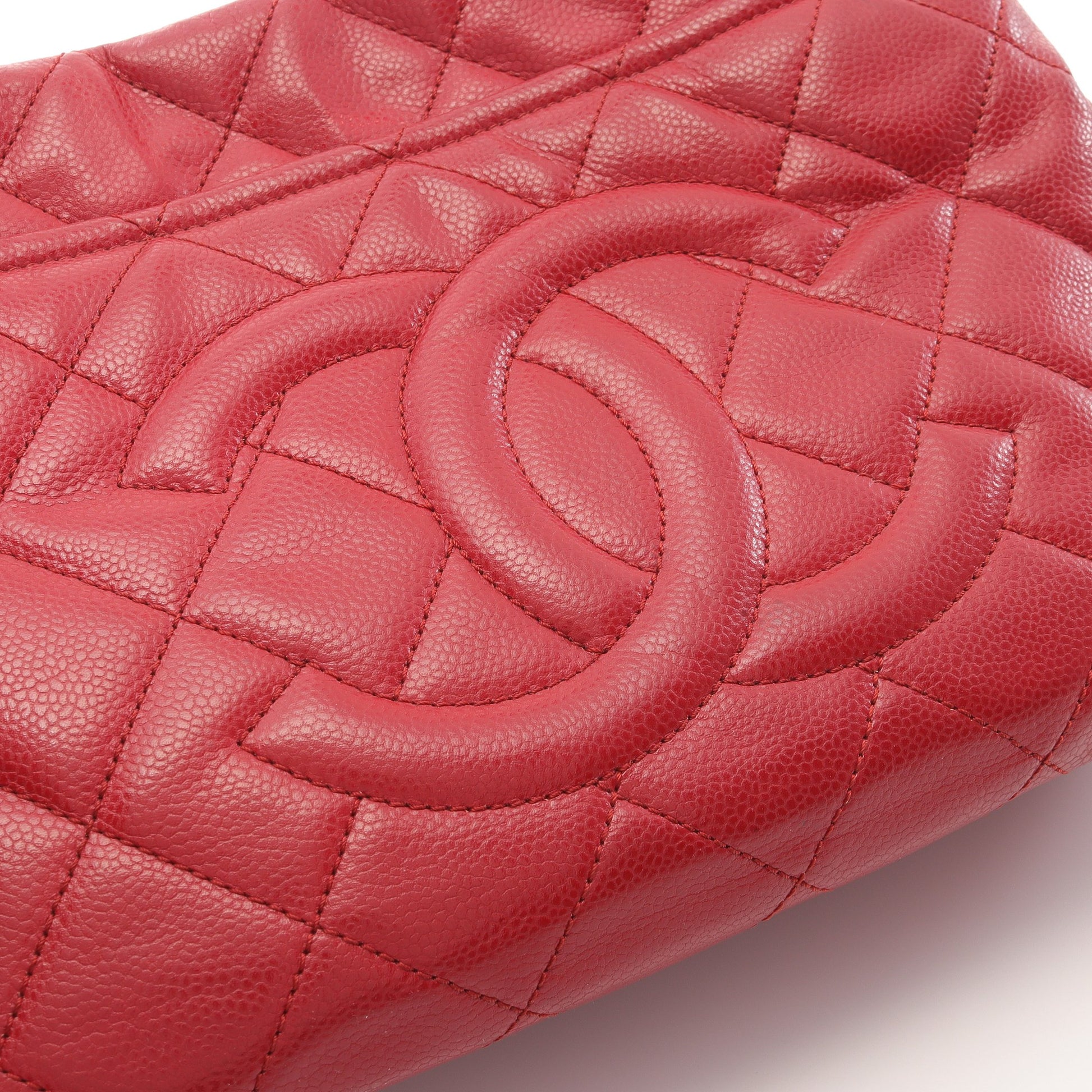 マトラッセ チェーンショルダーバッグ チェーントートバッグ キャビアスキン レッド シルバー金具 シャネル バッグ CHANEL