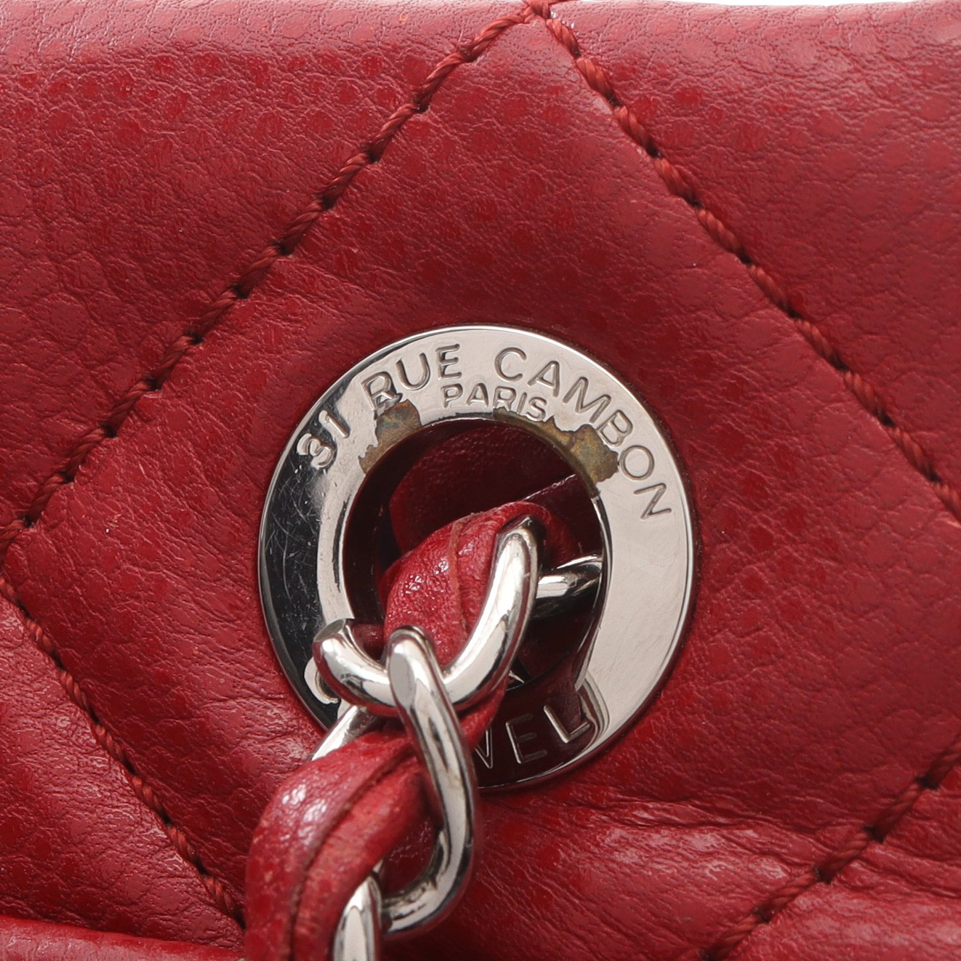 マトラッセ チェーンショルダーバッグ チェーントートバッグ キャビアスキン レッド シルバー金具 シャネル バッグ CHANEL