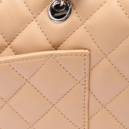 カンボンライン ボーリングバッグ ショルダーバッグ レザー ベージュ ブラック シルバー金具 シャネル バッグ CHANEL